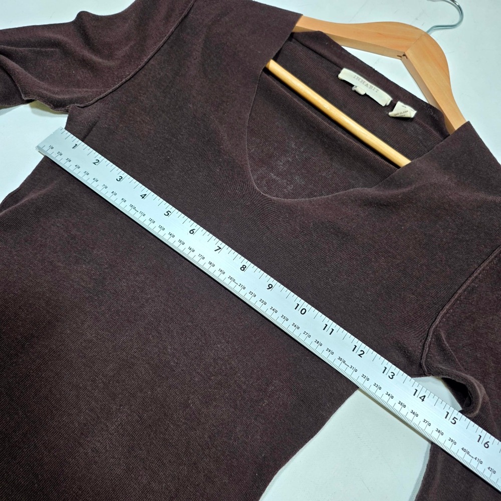 Inhabit V-Neck Sweater Womens Medium Brown Long Sleeve Slim Fit Minimalist Basic - Picture 4 of 6
